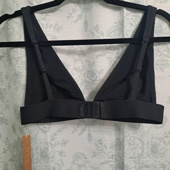 Skims Cotton Ribbed Plunge Bralette Soot Like NEW  Size:Large - Picture 4 of 5